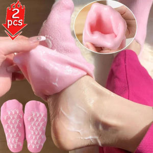 ชุดดูแลมือและเท้าเครื่องมือกำจัดผิวหนังที่ตายแล้วให้ความชุ่มชื้นถุงมือกันลื่นขัดผิวซิลิโคนเจลป้องกันส้นเท้าแตกที่มาส์กเท้าใช้ซ้ำได้
