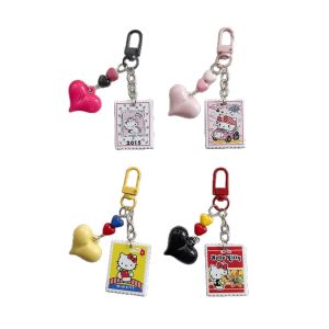 Q-version Cartoon Kitten Love Stamp Car Keychain Book Packaging Accessories DIY Exquisite Mobile Phone Pendant