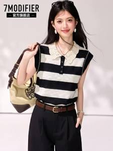 7.Modifier | Áo Blouse Không Tay Cổ Notched Màu Hợp Thời Trang Mùa Hè