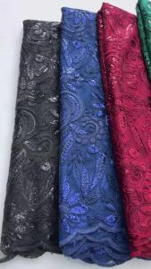 Kalume 2025 French Mesh Lace Fabric High Quality African Dry Bridal Lace Fabric With Sequins Colorful Lace For Sew Dress F4373