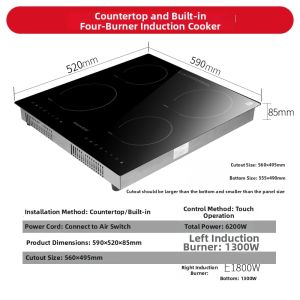 AOMIKANG | Quiet Triple Burner Electromagnetic Ceramic Combination Cooktop Embedded