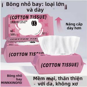COTTON SIU FEE | Khăn Lau Mặt Dùng Một Lần Không Bị Rụng Bông Dày Có Dây Kéo Ướt và Khô