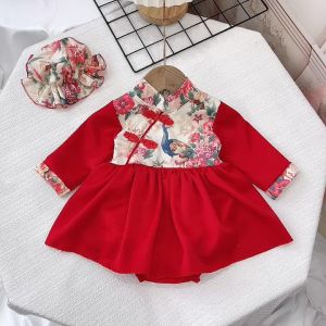 Body váy cho bé gái kèm nón quần áo Sơ Sinh vải lụa tơ mềm mát Bodysuit cho bé dễ thương từ 3-12kg cho mùa Noel Tết Gaostore -M19