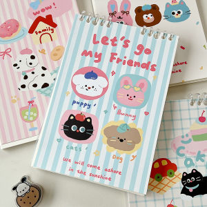 สมุดบันทึกแบบมีช่องว่างน่ารัก Animal Cute A5 สำหรับนักเรียนประถมศึกษา สมุดบันทึกวัน เรียบง่ายและน่าดูสำหรับผู้หญิง