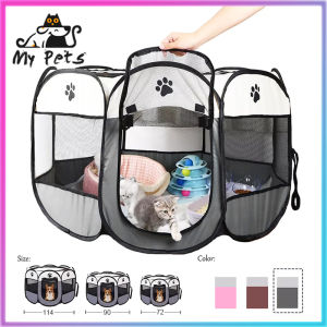 Pagar Tenda Lipat Portabel Dengan 8 Panel Untuk Kucing Anjing Lipat Hewan Bahan Kain