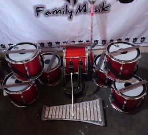 DRUMBAND TK / MARCHING BAND TK Aksesori Perkusi - Set Drum Merah Cymbal Stik dan Aksesoris Lainnya