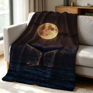 Beast Kingdom | Moon Whale  Blanket Soft Cozy Throw for Sofa Bed Festive Holiday Decor Gift for Kids and Adults Lightweight and Warm