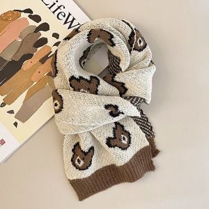 Childrens Scarf Boys and Girls Autumn and Winter 2024 New Arrival Wool Scarf Thermal and Windproof Knitting Cute Baby Bandana