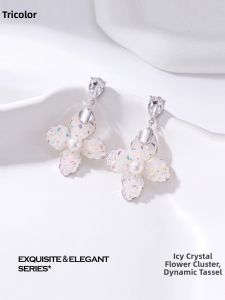 3COLOUR·S | Luxury Crystal Flower Dangle Earrings S925 Silver