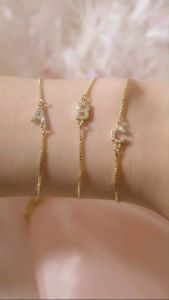 TBK Letter Bracelet 18K Gold Cubic Zirconia Alphabet Accessories for Women A-Z 1167b