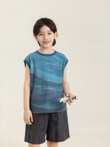 Whale Print Ombre Sleeveless T-shirt