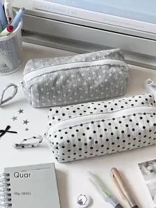 EELHOE | 【H】INS Style Polka Dot Design Pencil Case Large-capacity Soft Touch Pen Bag Stationery Pouch Stationery Organizer Back To School