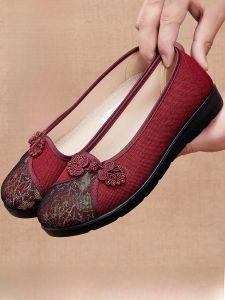 SHIPAILUO | Spring New Style Flat Bottom Soft Sole Womens Shoes For Middle-Aged And Elderly Comfortable Lightweight Beijing Cloth Shoes