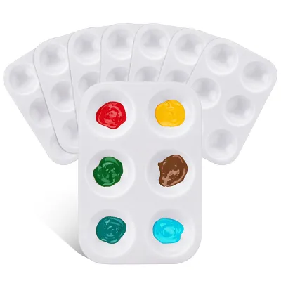 Paint Tray Palette 6 Wells Mini Plastic Watercolor Paint Palette Tray for Art Painting and DIY Craft Class 2/3/8/20/30Pcs