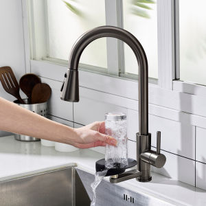 AZOS | Lead-Free Splash-Proof Retractable Sink Faucet With Integrated Cup Washer And Adjustable Hot/Cold Water