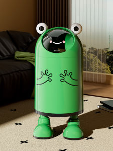 Creative Frog Design Trash Can for Living Room And Bedroom Cartoon Retro Style Childrens High Aesthetic Value Bin Home Use
