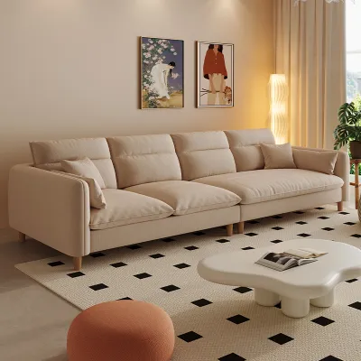 French Cream Style Cotton Linen Sofa For Small Living Spaces