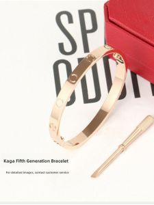 Simple and Light Luxury Khaki Fifth Generation Titanium Steel Bracelet Eternal Ring Mens and Womens Screwdriver Couple Fashion Stainless Steel Bracelet