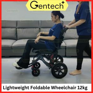 Lightweight Foldable Wheelchair 10KG Ergonomic Seat Aluminum Alloy Armrest Support Kerusi Roda Orang Tua