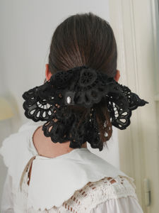 Decorative Embroidered Hair Tie Hollow out Design French Style Hairband Elastic Band for Women Girls Hair Accessories