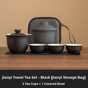 SHUANGYU | Portable Camping Tea Set with Gaiwan and Ceramic Travel Cups