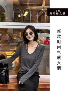Slim Fit Knitwear Long Sleeve Pure Color Autumn Style Womens Fashion Casual Comfortable Korean Version V-Neck Sweater