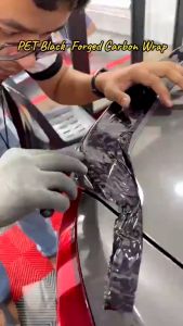 Forged Carbon Sticker PET Glossy Forged Carbon Fiber Vinyl Wrapping Film Adhesive Motorcycle Scooter Car Decal Wrapping