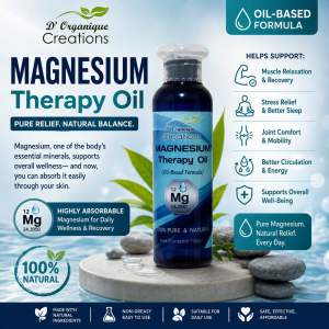 DOrganique Creations Magnesium Therapy Oil 100ml (Oil-Based Formula )with Peppermint and Lavender Oil Transdermal Massage Oil