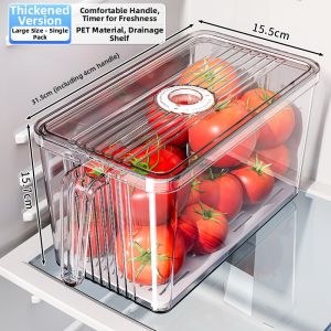 MEIZHUFU | Transparent Food Grade Refrigerator Organizer Box Freezer Safe
