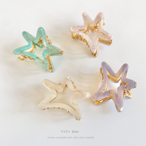 2024 ใหม่ผู้หญิงคลิปผมรูปแบบดาว High-End โลหะ Shark คลิปครึ่งผูกยาวหางม้า Hairpin จาก Japan และ South Korea