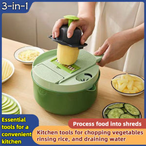 Round vegetable slicer grater rice rinser egg white separator 3-in-1 household vegetable washing and draining basket