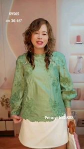 69565 เสื้อ Alacarte คอตตอนซิลด์ งานปักผีเสื้อ แทรกทริม คอกลม แขนแรกแล่น มีซับใน by PENNY CLOTH 888