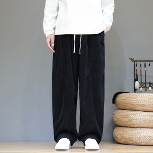 Corduroy Loose Mens Casual Pants Wide Leg plus Size Comfortable Fall Winter Fashion Casual Trousers Harlan Style Elastic Waist