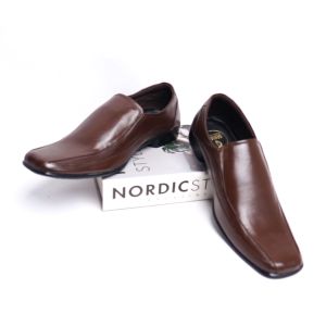 Cevany Sepatu Pantofel Pria Formal Kulit Asli Geovani S - G04 Coklat