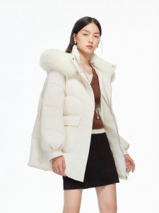 Vero Moda | Áo Khoác Phao 90% Lông Vịt Trắng cho Nữ có Cổ Lông
