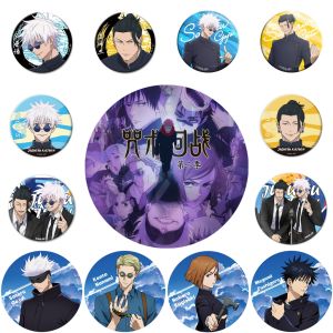 58mm Anime Jujutsu Kaisen Gojo Satoru Fushiguro Toji Cosplay COSTUME Badge Pin SPTE Tinplate Brooch Halloween Prop Xmas Gilf