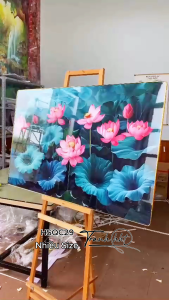 Khung tranh hoa sen decor Tranh hoa sen cá chép nét đẹp vĩnh hằng tráng gương treo tường HSQC29