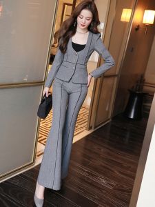 MUBEELE | ชุดสูทกระโปรงทรงหลวมสีเทา แฟชั่นฤดูใบไม้ร่วง/ฤดูหนาว เสื้อผ้าทำงานเซ็กซี่ลดอายุ กระโปรงทรงหลวม เสื้อผ้าทำงานสำหรับผู้หญิง