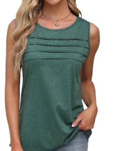 Solid Color round Neck Sleeveless T-shirt Pure Color Street Style Loose Fit Summer Top for Women in Their Late Twenties