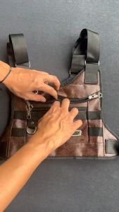 Tas Dada Chest Bag Waterproof Bahan Kulit PU Leather Polo Amstar Tas Selempang Dada Chest Rig Bag Tas Rompi Tas Pria