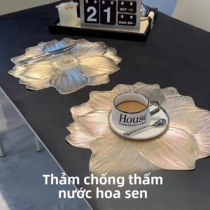 Thảm Ăn Chống Trượt Hoa Sen Sang Trọng PVC Cách Nhiệt Cho Nhà Hàng Và Gia Đình Thảm Bàn Ăn Phong Cách Châu Âu Và Mỹ
