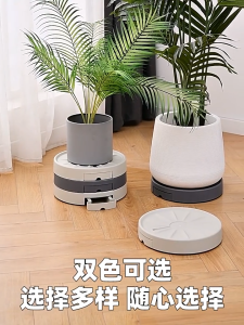 TQS SG Stock Upgrade Beige Plants Caddy with Hidden WheelsRolling Plant Stand with Drain Movable Plant Pot Tray