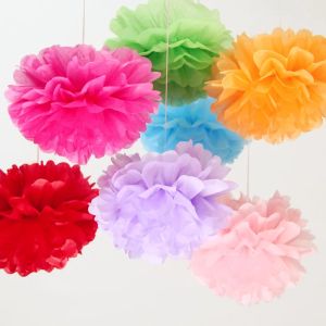1pc 10cm Pompon Tissue Paper Pom Poms Flower Balls for Wedding Room Decoration Party Supplies DIY Color Hanging Paper Flowers