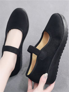 Polyurethane Thick Sole New New Arrival Spring/Summer Autumn Old Beijing Cloth Shoes Womens Single Shoes Black Work Shoes Hotel Shoes 1