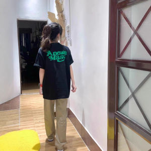 กางเกงทำงานผู้หญิงทรงหลวมเอวสูง กางเกงขายาวทรงตรงบางสบายๆ สำหรับฤดูร้อน กางเกงลำลองที่สวมใส่ได้หลากหลาย