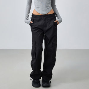 MitaoGirl Trendy Casual Workwear Pants Womens Drawstring Loose 3D Pocket Sports Pants Cuffed Sweatpants Low Waist Long Trousers for Training