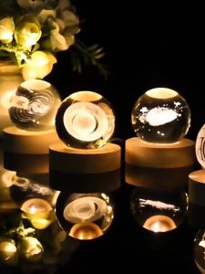 60mm 3d Crystal Ball Night Light Kids Moon Lamps Universe Earth Globe Crafts Home Desktop Decor Christmas Gifts