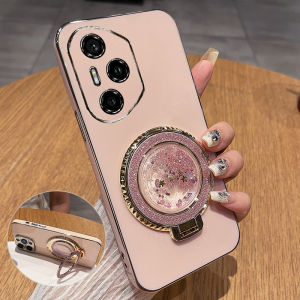 Ultra Protective Ultra Silicone Case for Huawei Honor 300 pro Womens Edition with Sandflow Design And Stand Full Cover Anti-Fall