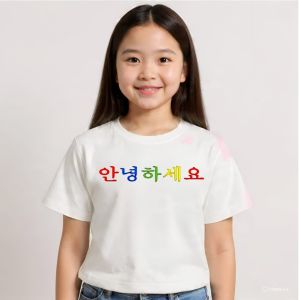 CAUAPPAREL 12.12 Special Event Day Tshirt Atasan Crop Kasual Dan Trendy Gaya KoreanStyle Buat Anak Perempuan Bergambar AN-NYEONG-HASEO Usia 1 - 11 Tahun Katun Combad 30s