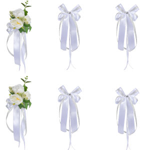 Bộ Trang Trí Xe Cưới Hoa Giả Kèm Nơ Satin Cho Tay Nắm Cửa Và Gương Chiếu Hậu Phụ Kiện Xe Cô Dâu